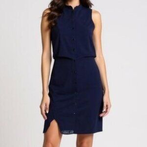 Parker Navy Lace Hem Shirt Dress M NWT
